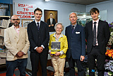 Andrew Maguire Boyd, Herbie Purce, Catherine Fitzgerald, Andrew Boyd and Toby Purce pictured at the Boyds Stores celebration. Photograph: Columba O'Hare/ Newry.ie  - Boyds Stores Newry Maritime Association Tribute