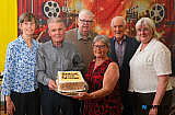 Pictured with a cake to celebrate John McSherry's retirement from Newry Gateway Club are from left: Bernadette Sands, Volunteer; John McSherry, Paddy Duffy, Trustee; Sheila Tumilty, Vice Chair, Newry Gateway; Willie McGivern, Trustee and Margaret McShane, Trustee. Photograph: Columba O'Hare/ Newry.ie   - Newry Gateway Club Volunteer John McSherry retirement