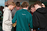 The serious work of checking their results at the Abbey Christian Brothers' Grammar School. Photograph: Columba O'Hare/ Newry.ie  - A Level Results Day Newry 2026