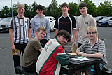 Getting their results at the Abbey Christian Brothers' Grammar School are front from left: Joseph Murphy, Banbridge; Luke Morgan, Newry and Rhys Havern, Newry. Back: Toni Fallone, Newry; Darragh McLoughlin, Mullaghbawn; Eoin Eakins, Banbridge and Patrick O'Neill, Newry. Photograph: Columba O'Hare/ Newry.ie  - A Level Results Day Newry 2026