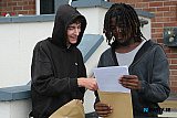 Adam Glusek and Simba Zhanje, Newry with their A Level Results at Newry High School. Photograph: Columba O'Hare/Newry.ie - A Level Results Day Newry 2026