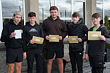Pictured with their GCSE results at St Colman's College are from left: James Rice, Crossmaglen; Ryan Mackin, Rostrevor; Odhran Tumilty, Saval; Jack McManus, Burren and Marty Havern, Hilltown. Photograph: Columba O'Hare/ Newry.ie  - GCSE Results 2026