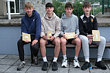 Getting their GCSE results at St Colman's College are from left: Sean McGlade, Drumgath; Niall McGivern, Annaclone; Cathal McNeill, Annaclone and Caolan O'Neill, Annaclone. Photograph: Columba O'Hare/ Newry.ie  - GCSE Results 2026