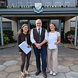 Principal, Shane Comer, with Cora McEnhill and Ava Martin - GCSE Results 2026