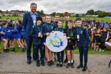 NMDDC Deputy Chairperson, Councillor Gareth Sharvin with pupils from St Malachy&rsquo;s PS, Castlewellan who won third placed in the boys&rsquo; team race.  - Be Active School's Cross Country Challenge 2023