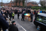 The Funeral of Mickey Brady makes its way from St Catherine's Dominican on the way to Monkshill Cemetery. Photograph: Columba O'Hare/ Newry.ie - Funeral of Mickey Brady