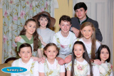 Luke Mallon (Captain Von Trapp) and Aimee McAllister (Maria Rainer) with the Von Trapp children at the St Paul's School production of The Sound of Music. Photograph: Columba O'Hare - The Sound of Music - St Paul's High School 50th Anniversary Production 2016