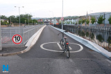 18: The present Bus Lane would need to be moved to the right to make space for the path on the left which would do away with the need for the existing path on the left. Photograph: Columba O'Hare/ Newry.ie - Newry Canal Towpath to Carlingford Lough Greenway - Proposed Cycle/ Walking Route