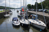 A flotilla of boats sail through Victoria Lock and up Newry Ship Canal as part of 2023 Carlingford Cruising Week. Photograph: Columba O'Hare/ Newry.ie - Carlingford Cruise Week Newry trip