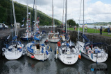 A flotilla of boats sail through Victoria Lock and up Newry Ship Canal as part of 2023 Carlingford Cruising Week. Photograph: Columba O'Hare/ Newry.ie - Carlingford Cruise Week Newry trip