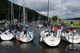 A flotilla of boats sail through Victoria Lock and up Newry Ship Canal as part of 2023 Carlingford Cruising Week. Photograph: Columba O'Hare/ Newry.ie - Carlingford Cruise Week Newry trip