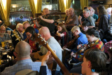 Piper Blackie O'Connell entertained the capacity crowd at The Railway Bar on the Thursday night at I&uacute;r Cinn Fleadh. Photograph: Columba O'Hare/ Newry.ie - I&uacute;r Cinn Fleadh 2023