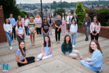 Some of the top performing A Level students at Our Lady's Grammar School in Newry pictured with Principal Fiona McAlinden; Vice Principal Teresa McAllister; Head of Sixth Form, Sinead McLaughlin and Head  of Upper Sixth Thomas Hackett. .The top A Level Students included Neamh Agnew, Orlaith Bradley, Niamh Brown, Paulina Chojnacka, Eva Daly, Niamh Grimley, Katie Hanna, Catherine Kelly, Chloe Larkin, Rebecca Lively, Charlene Lynch, Maria McAvoy, Beth McConville, Eva McEvoy, Caitlin McGarrity, Fionnuala McKeown, Eve McPArland, Niamh Murphy, Suin Ni Dhomhnail, Claire O'Keefe, Yukthi Sivakumaar, Grainne Sweeney and Rachel Watters. Photograph: Columba O'Hare - Our Lady's A Level Results 2020