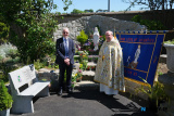 Pictured at the unveiling of the new bench at the Lourdes Grotto donated by CK10 Branch Newry, Knights of St Columbanus were Canon Francis Brown and Supreme Knight Brother John Murphy. - Newry Cathedral Garden - Opening of Lourdes Grotto