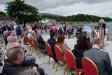 To officially mark the starting of work on the Narrow Water Bridge at Cornamucklagh, Co Louth Taoiseach Simon Harris and T&aacute;naiste Miche&aacute;l Martin visited the site today along with Stormont Minister for Infrastructure John O'Dowd and other guests. Photograph: Columba O'Hare/ Newry.ie  - Taoiseach visits Narrow Water Bridge site