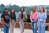 Yukthi Sivakumaar, Orla Bradley, Siun Ni Dhomhnail and Niamh Brown, just some of the top performing Our Lady's A Level students pictured with Principal Fiona McAlinden. Photograph: Columba O'Hare/ Newry.ie - Our Lady's A Level Results 2020