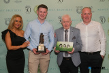 Reavey Brothers Memorial Trophy for Senior Men&rsquo;s Player of the Year was presented to Callum Toner by Seamus Reavey at the St Killian&rsquo;s GAC Annual Dinner Dance in the Canal Court, Newry. Also included are Brenda and David Toner. Photograph: Columba O'Hare/ Newry.ie  - St Killian's GAC Annual Dinner 2026