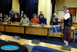 Martin Fitzpatrick on the drums in the council chamber. Photograph: Columba O'Hare - Martin and Ronan Fitzpatrick and Orlaith Hollywood council presentation