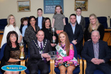 Orlaith Hollywood, U14 World Champion Irish Dancer gets an award from Mickey Ruane, Chairperson, Newry, Mourne and Down District Council while looking on are her parents Meabh and Paul Hollywood and members of her family. Photograph: Columba O'Hare - Martin and Ronan Fitzpatrick and Orlaith Hollywood council presentation