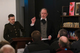 Anthony Russells creation 'The Trial of Padraig Pearse' is conducted in the wonderful surroundings of Finegan & Son Caf&eacute; in Newry. Organised by the Old Newry Society the Trial was conducted by members of Newpoint Players with the audience the Jury on the night. Photograph: Columba O'Hare/ Newry.ie - 'The Trial of Padraig Pearse' at Finegan & Son