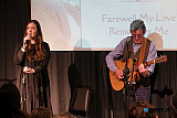 Fionnuala Sweeney and Tom Sweeney on stage at A Night to Remember Sarah Makem at T&iacute; Chulainn, Mullaghbawn. - A Night to Remember Sarah Makem at T&iacute; Chulainn, Mullaghbawn.