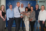 Cllr Valerie Harte, Chairperson, Newry, Mourne and Down District Council presents a crystal bowl from the Council to Brendan Jackson, CEO, Newry Credit Union. Also included are from left: Cllr Doire Finn, Cllr Aidan Mathers, Cllr Michael Savage, Cllr Cathal King, Liz Kimmins MLA, Mickey Brady MP and Cllr Geraldine Kearns.   - Newry Credit Union 60th Birthday celebrations