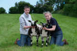 Andrew and Ella Herron, Kingsmills with their Dutch Spotted sheep  at Newry Show. Photograph: Columba O'Hare/ Newry.ie - Newry Show 2023