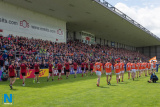 Armagh and Down teams parade in front of the stand at Pairc Esler. Photograph: Columba O'Hare - Down v Armagh Championship Pairc Esler 2017