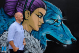 Garry McElherron, Director, Festival of Windows in front of one of the art pieces in Marcus Square during the June event. Photograph: Columba O'Hare/ www.newry.ie - 2017 in Photographs