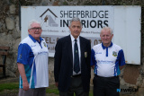 Michael Wright, President, Newry Bowling Club with John Campbell adn Victor Pollard at the Club's Open Day. - Newry Bowling Club Open Day 2025