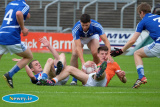 Armagh's Niall Grimley and Laois's Gearoid Hanrahan hit the deck at Portlaoise. Photograph: Columba O'Hare - Armagh v Laois June 2016