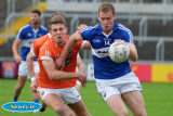 Armagh's Shea Heffron marking Laois's Donal Kingston in Round 2A of the All Ireland Football qualifiers. Photograph: Columba O'Hare - Armagh v Laois June 2016