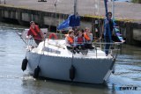 A flotilla of boats sail through Victoria Lock and up Newry Ship Canal as part of 2023 Carlingford Cruising Week. Photograph: Columba O'Hare/ Newry.ie - Carlingford Cruise Week Newry trip
