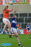 Armagh's Charlie Vernon claims the ball from Laois's Gary Walsh at Round 2A of the All Ireland Football qualifiers. Photograph: Columba O'Hare - Armagh v Laois June 2016