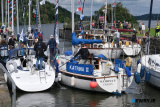A flotilla of boats sail through Victoria Lock and up Newry Ship Canal as part of 2023 Carlingford Cruising Week. Photograph: Columba O'Hare/ Newry.ie - Carlingford Cruise Week Newry trip