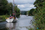 A flotilla of boats sail through Victoria Lock and up Newry Ship Canal as part of 2023 Carlingford Cruising Week. Photograph: Columba O'Hare/ Newry.ie - Carlingford Cruise Week Newry trip