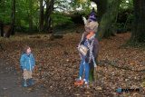 Archie Young from Bessbrook isn't scared at all at this scarecrow at the Head Injury Support fundraiser at Derrymore Woods on Sunday. Photograph: Columba O'Hare/ Newry.ie  - Head Injury Support Haunted Halloween Walk at Derrymore Woods