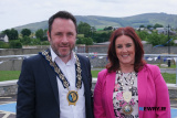 Cllr Pete Byrne, Chairperson, Newry, Mourne and Down District Council and Edwina Flynn, President, Newry Chamber.  - Cuan Mhuire Newry 40th Anniversary