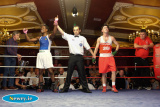 Bernaldo Marime, St Pauls  beat Gerard Matthews, Holy Trinity in the Light Welter 64kg at the Ulster Elite Boxing Championship Finals in Bellinis, Newry. Photograph: Columba O'Hare - Ulster Elite Boxing Final November 2015