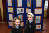Charlie Gorman and Christiana Ward from P6A at St Malachy's Primary School with their class's art based on works by artist Georges Seurat. Photograph: Columba O'Hare/ Newry.ie  - St Malachy's PS Art Exhibition for Anti Bullying Week