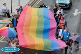 The Pride Flag is carried in the parade. Photograph: Columba O'Hare - Pride in Newry Festival 2016