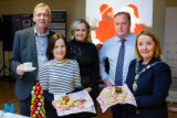 Newry and Mourne Enterprise Agency staff at their Christmas gathering with Cllr Roisin Mulgrew, right, Chairperson, Newry, Mourne and Down District Council. From left: Kieran Mathers, Pauline Coghlan, Maeve McParland and Liam Quinn. Photograph: Columba O'Hare - Newry and Mourne Enterprise Agency Christmas Get-together 2017