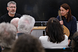 Musicians Kart and Ants Johannson, Tallinn singing at the Newry launch. - Reel to Revolution film launch at Gael&aacute;ras Mhic Ardghail of Ireland and Estonia Trad Music Exchange in 1988