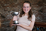 Sofia Plumb, Lurgan the winner in Favourite Poem, over 12 and under 14 pictured with The Bright Sports Cup. Photograph: Columba O'Hare/ Newry.ie - Newry Musical Feis 2026