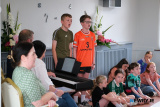 Cousins Darragh Keenan and Niall Kane singing at Avila Nursing Home Bessbrook as part of a Newry Chamber music  event with children from Flynn Performing Arts. Photograph: Columba O'Hare/ Newry.ie   - Newry Chamber Music and Flynn Performing Arts at Avila Nursing Home, Bessbrook