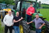 Pat Shanley and Charlie Grant with son Paul and grandson James at the Charity Tractor Run at Drumgath in memory of Patrick (Paddy) McAvoy. Photograph: Columba O'Hare/ Newry.ie  - Charity Tractor Run Drumgath