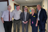 Pictured at Daisy Hill Hospital during the 50th anniversary commemorations of the Miami Showband massacre. From left are: John Davis, who worked at the hospital in the 1970's; Justin McNulty MLA; Stephen Travers, Miami Showband who received treatment after the attack; Josie, Daisy Hill Hospital and Brian Maguire, Road Manager, Miami Showband. - Miami Showband massacre 50th Anniversary Commemoration