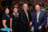 Paddy McParland, Canal Court Hotel, passing on his congratulations to Michael McKeown, President, Newry Chamber of Commerce for the Chamber's fantastic fund raising and Christmas toy collection at their recent dinner. Also included is Fiona Murphy and Louise Young, Canal Court Hotel. Photograph: Columba O'Hare - Newry Chamber of Commerce Annual Dinner