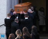 Pupils from Abbey Grammar School, Newry help guide Seamus Mallon's remains into St James' Church. Photograph: Columba O'Hare/ Newry.ie - Seamus Mallon Funeral