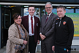 GAA President Jarlath Burns with Lesha Loughran and her sons Jim and Patrick at St Michael's GAC. Photograph: Columba O'Hare/ Newry.ie  - GAA President Jarlath Burns visits St Michael's GAC Killean